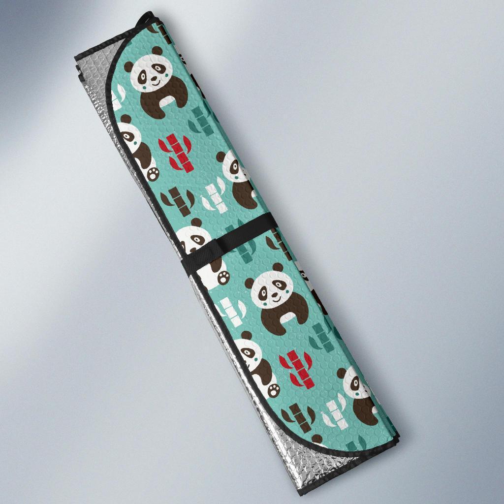 Panda Bear Cute Themed Print Car Sun Shade For Windshield