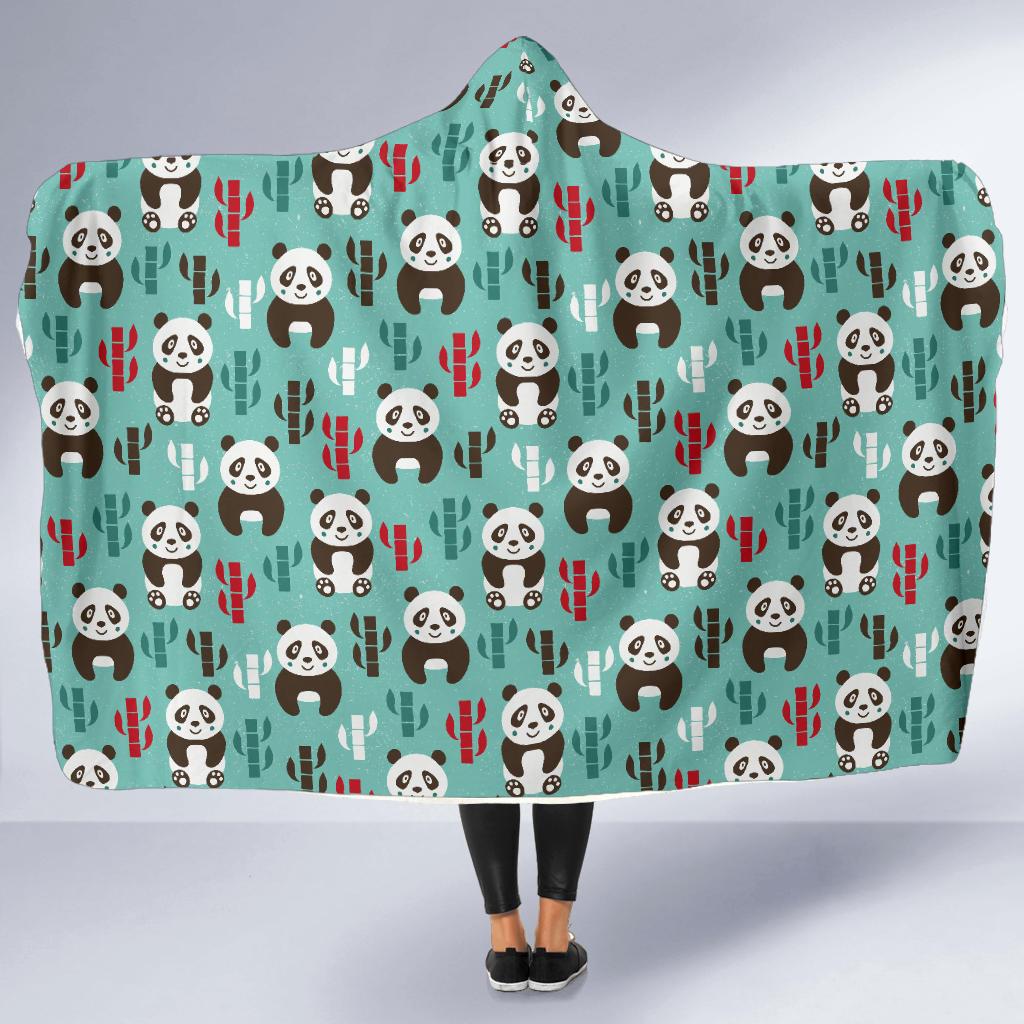 Panda Bear Cute Themed Print Hooded Blanket-JTAMIGO.COM