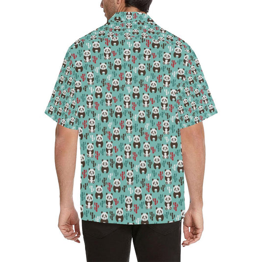 Panda Bear Cute Themed Print Men Aloha Hawaiian Shirt