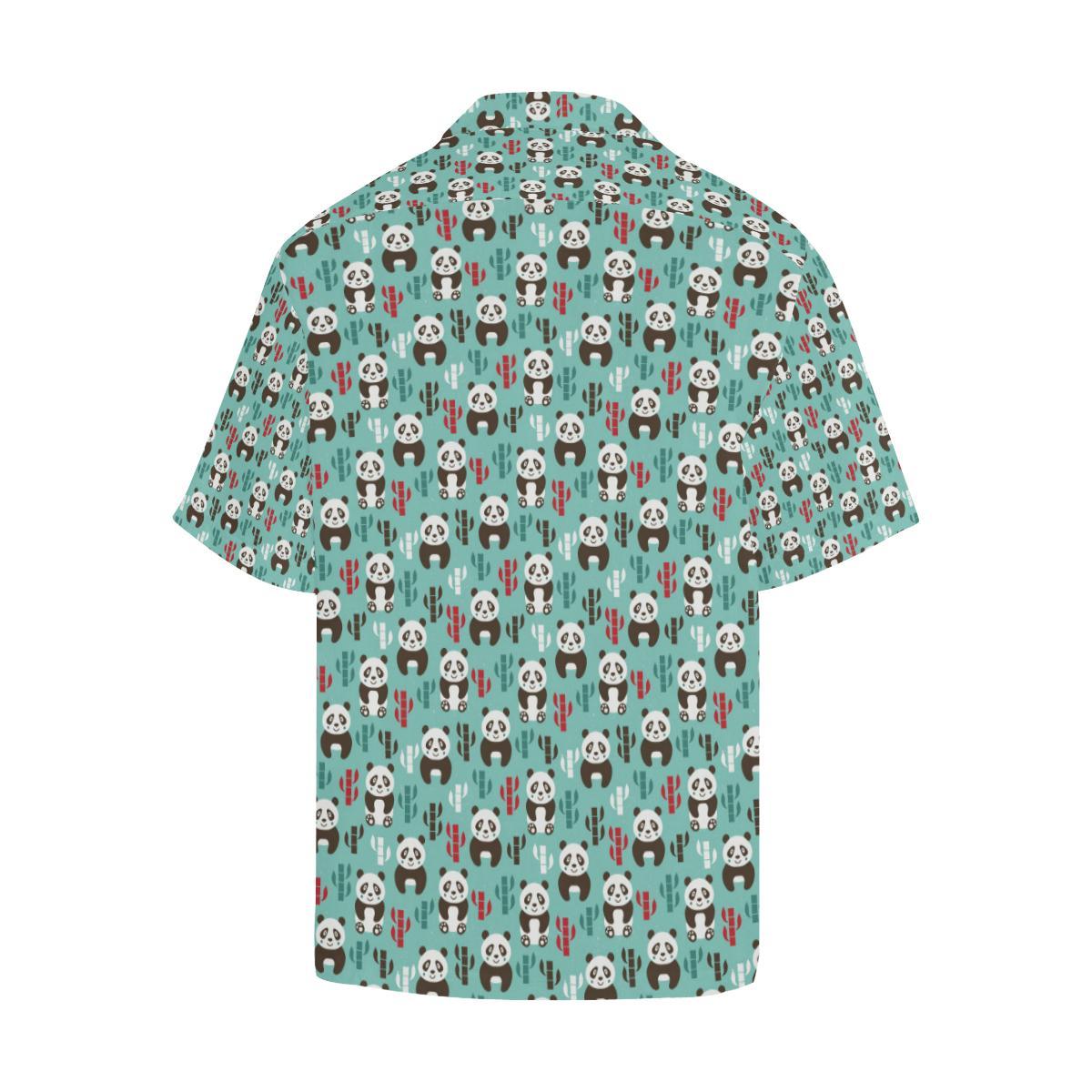 Panda Bear Cute Themed Print Men Aloha Hawaiian Shirt
