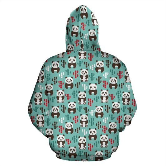 Panda Bear Cute Themed Print Pullover Hoodie