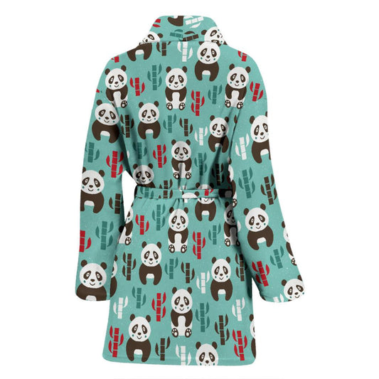 Panda Bear Cute Themed Print Women Bath Robe-JTAMIGO.COM