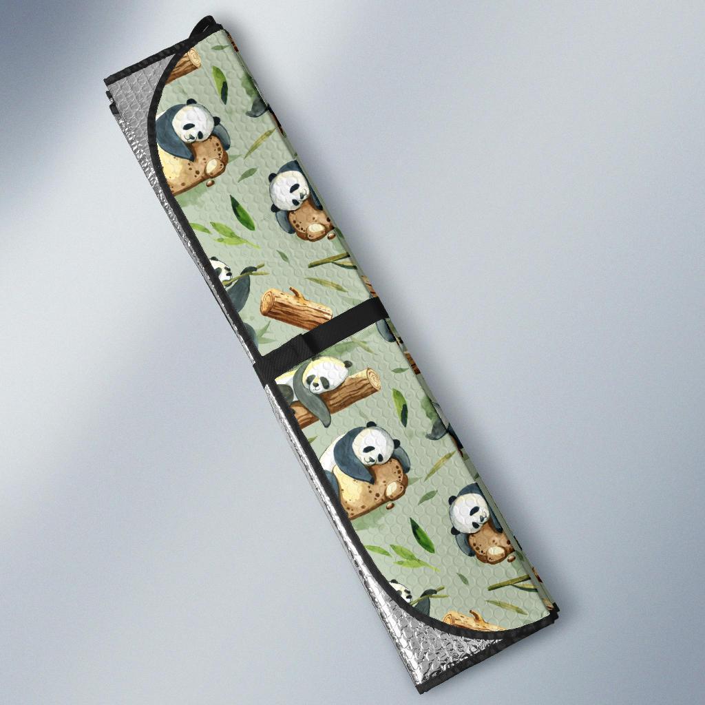 Panda Bear Design Bamboo Print Car Sun Shade For Windshield
