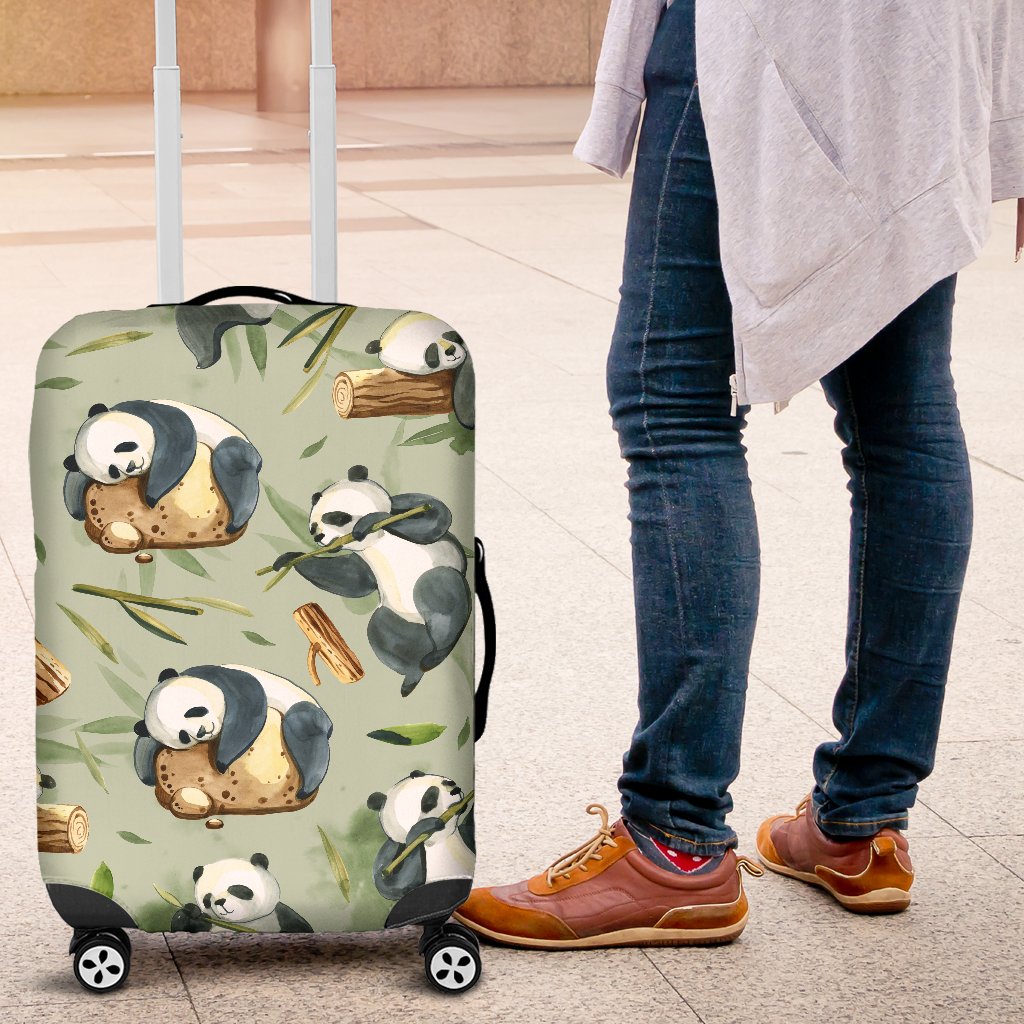Panda Bear Design Bamboo Print Luggage Cover Protector