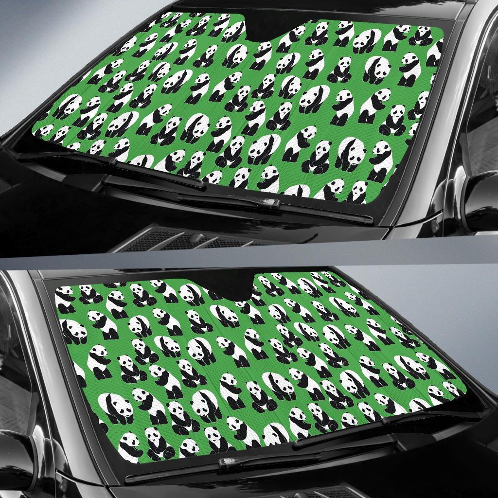 Panda Bear Pattern Themed Print Car Sun Shade For Windshield