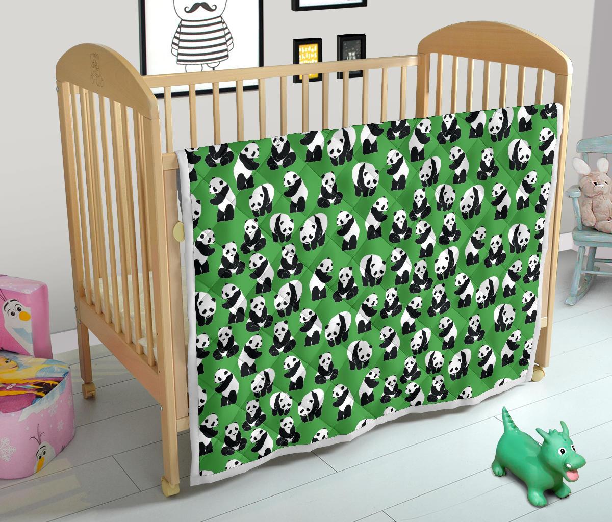 Panda Bear Pattern Themed Print Premium Quilt-JTAMIGO.COM