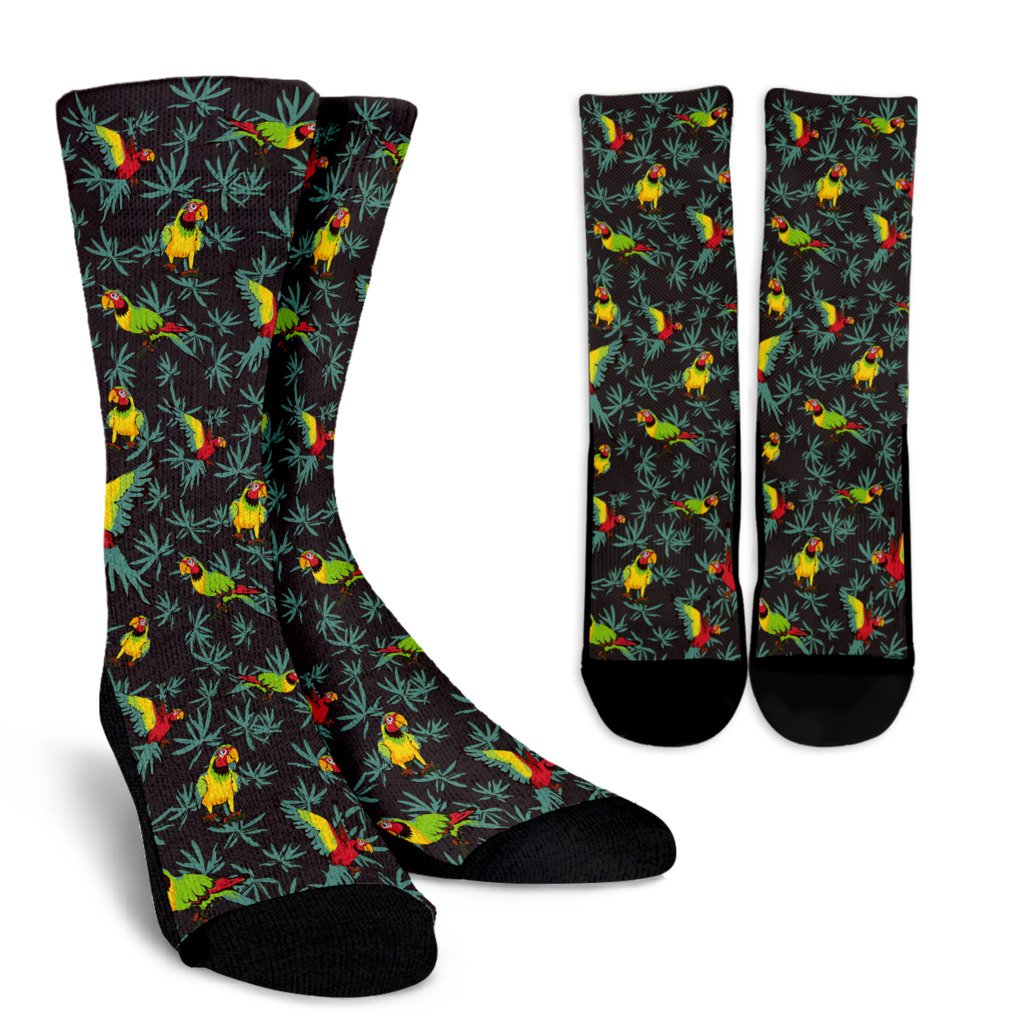 Parrot Themed Print Crew Socks
