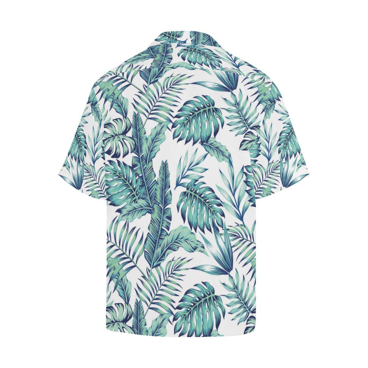 Pattern Tropical Palm Leaves Men Aloha Hawaiian Shirt