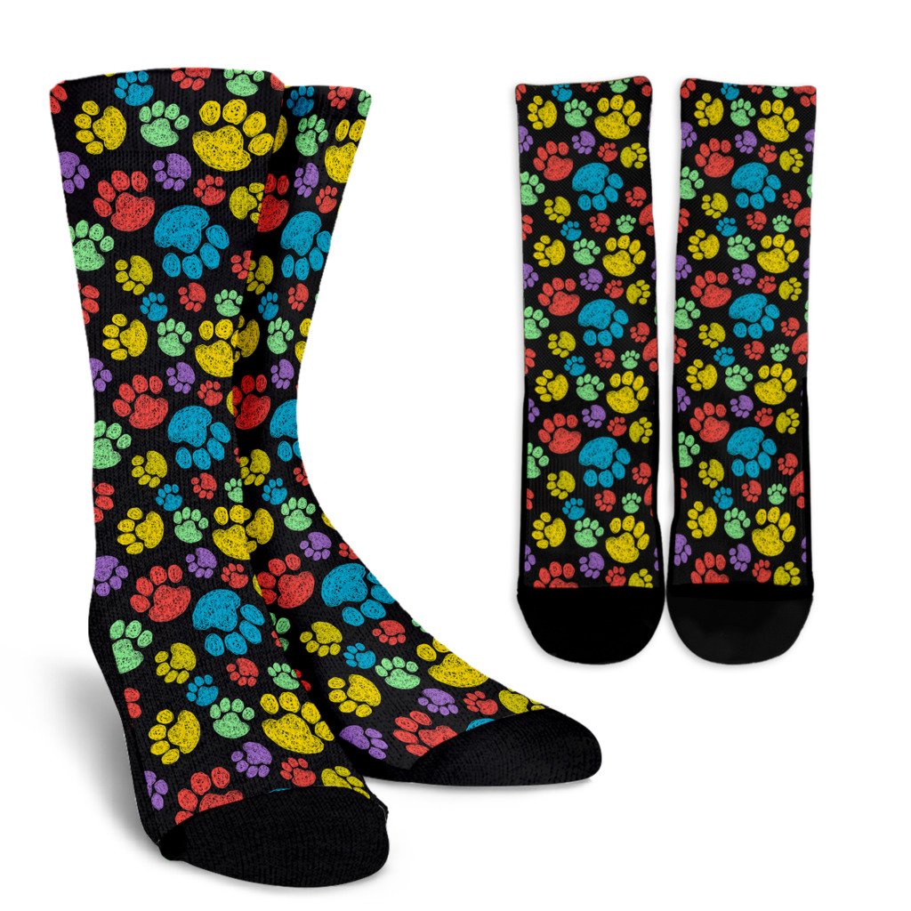 Paw Colorful Print Crew Socks