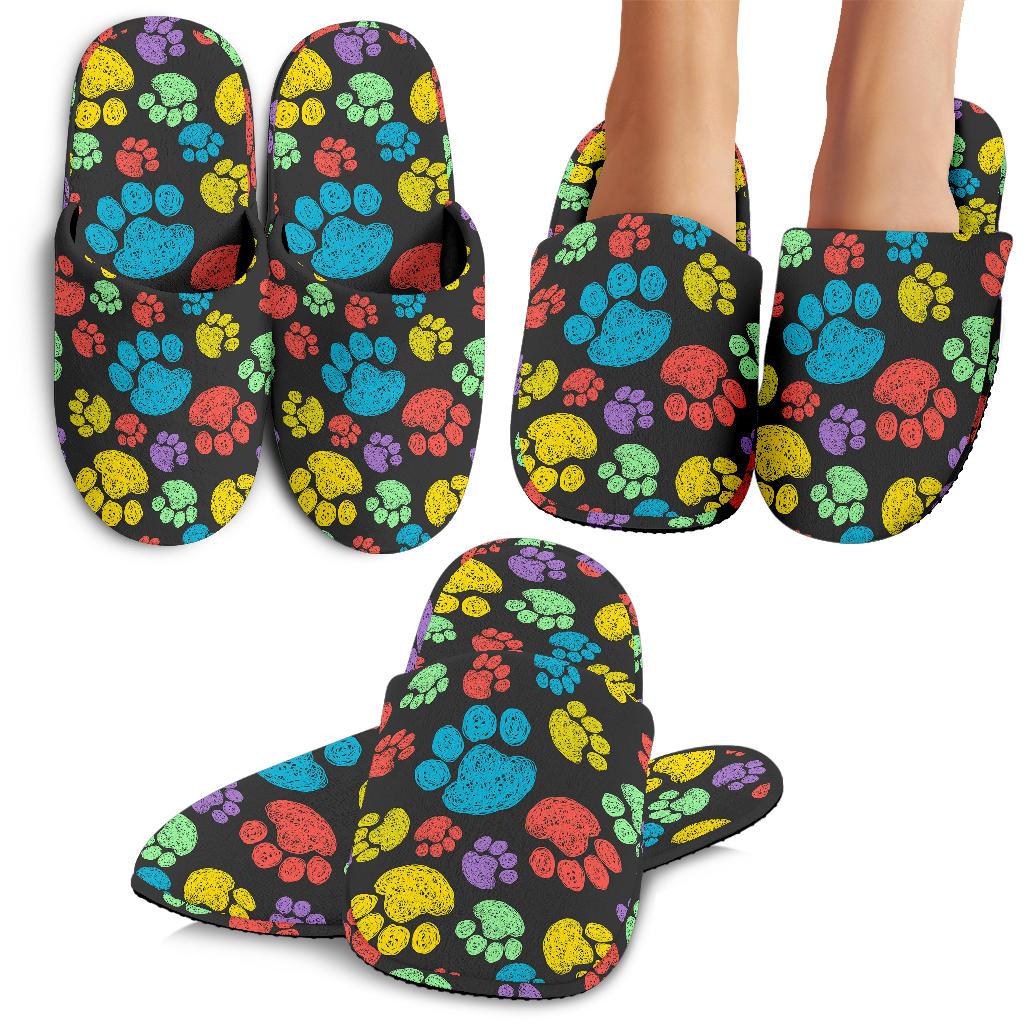 Paw Colorful Print House Slippers