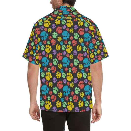 Paw Colorful Print Men Aloha Hawaiian Shirt