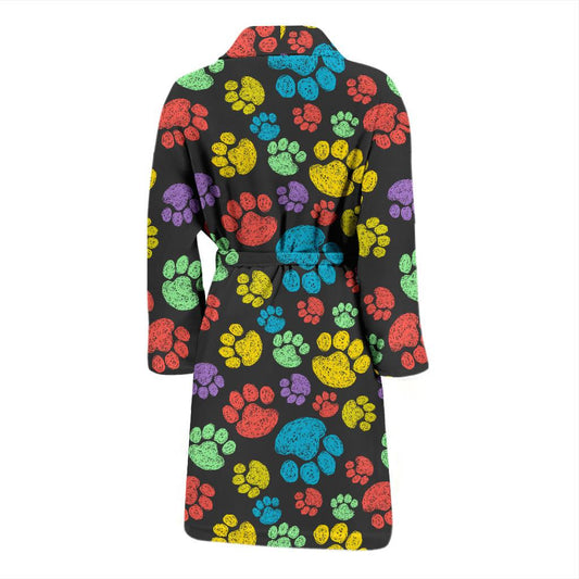 Paw Colorful Print Men Bath Robe-JTAMIGO.COM