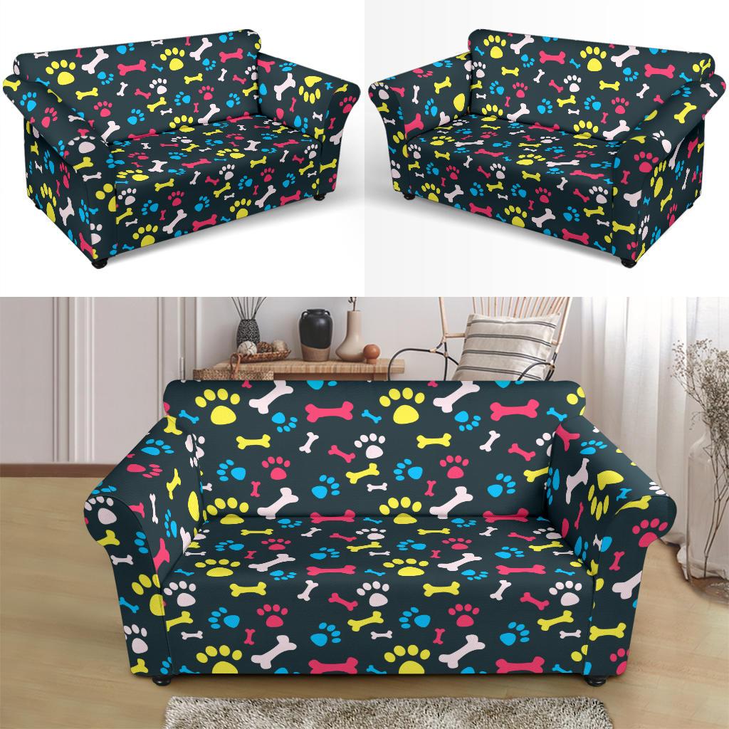 Paw Design Print Loveseat Slipcover-JTAMIGO.COM