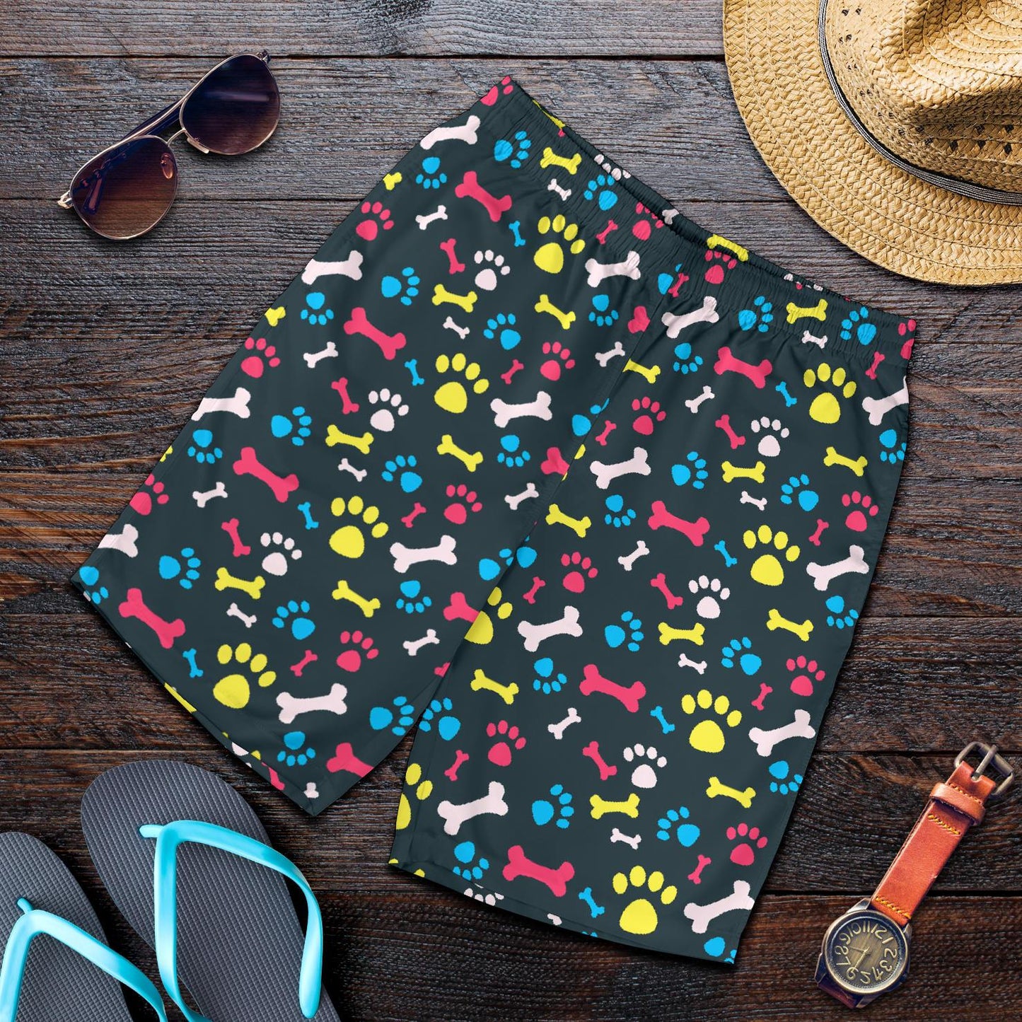 Paw Design Print Mens Shorts-JTAMIGO.COM