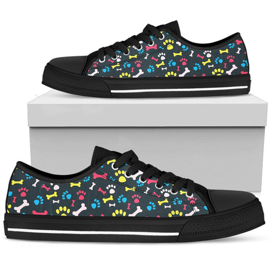 Paw Design Print Women Low Top Shoes-JTAMIGO.COM