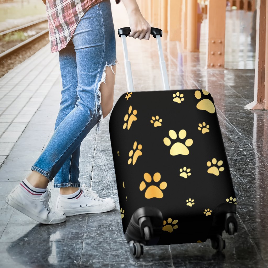 Paw Gold Print Luggage Cover Protector