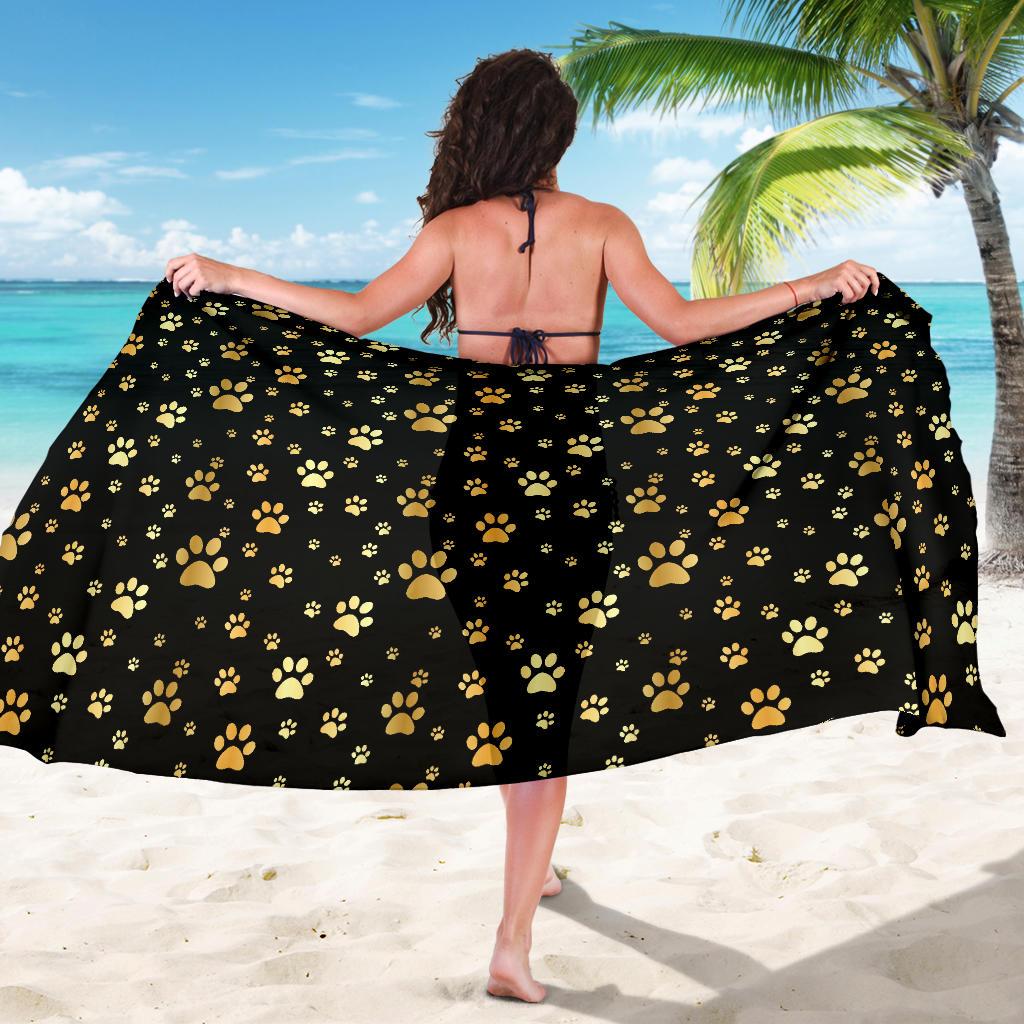 Paw Gold Print Sarong Pareo Wrap