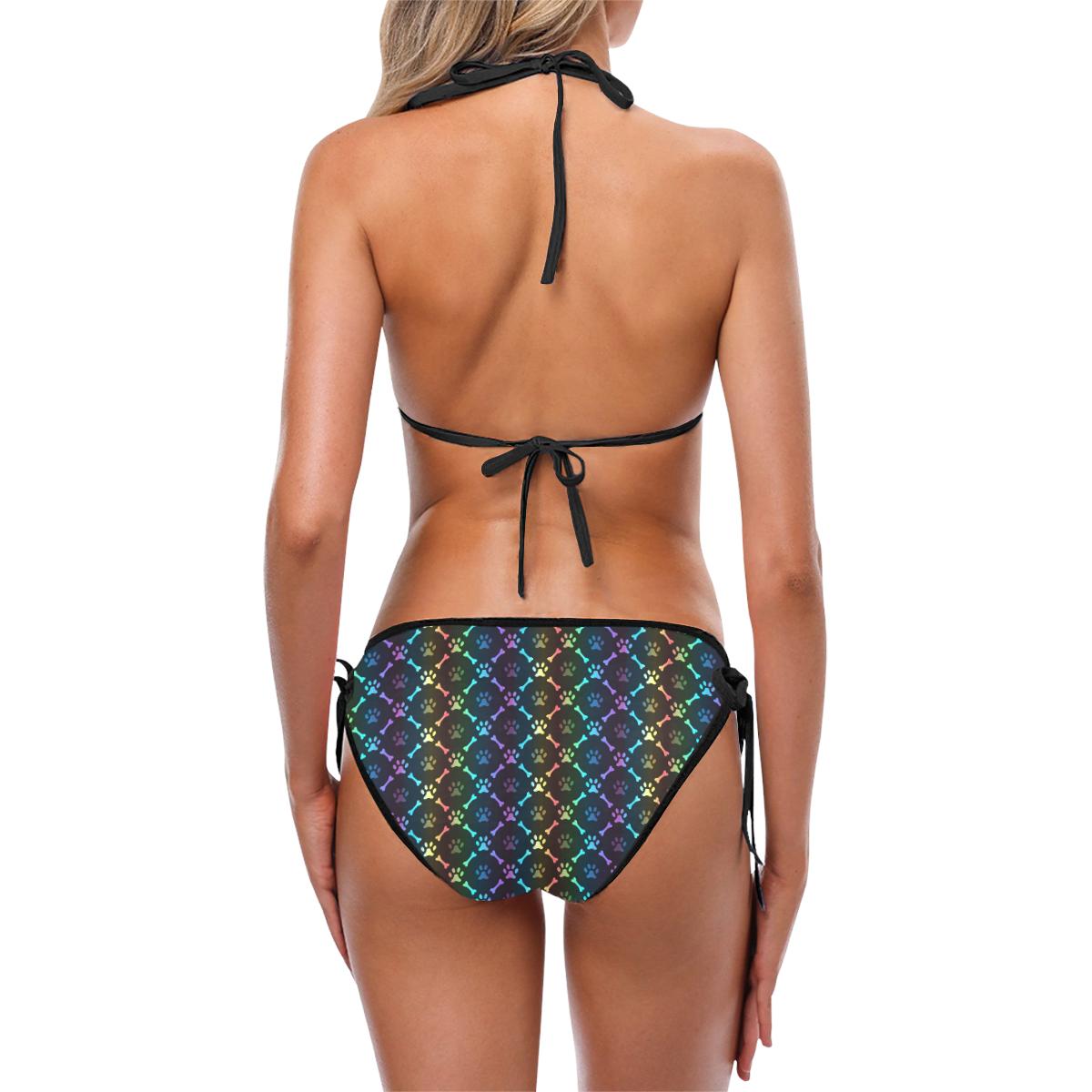 Paw Rainbow Print Custom Bikini Swimsuit (Model S01)-JTAMIGO.COM