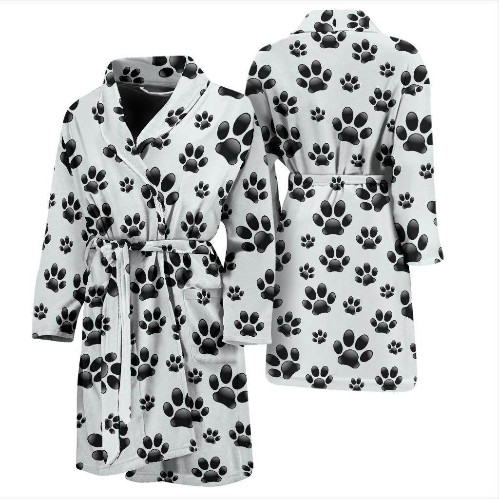 Paw Themed Print Men Bath Robe-JTAMIGO.COM