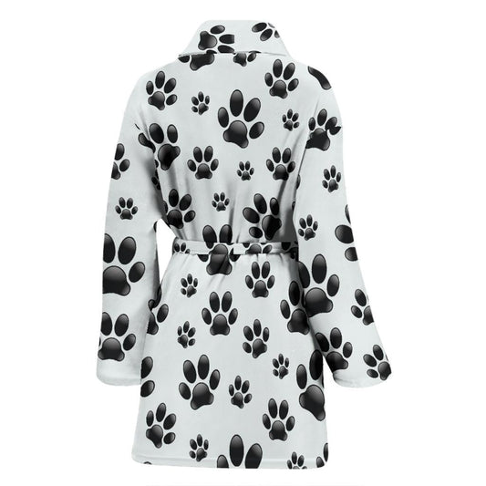 Paw Themed Print Women Bath Robe-JTAMIGO.COM