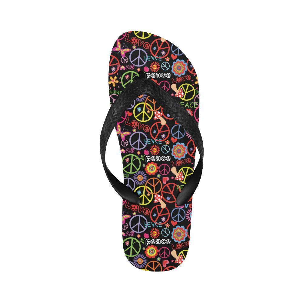 Peace Sign Colorful Design Print Flip Flops-JTAMIGO.COM