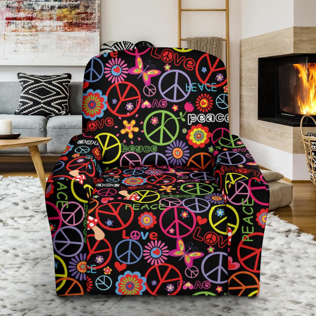 Peace Sign Colorful Design Print Single Sofa Slipcover -JTAMIGO.COM