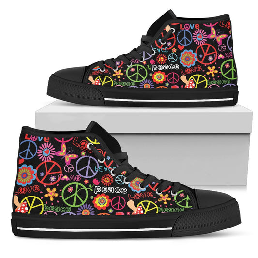Peace Sign Colorful Design Print Women High Top Shoes