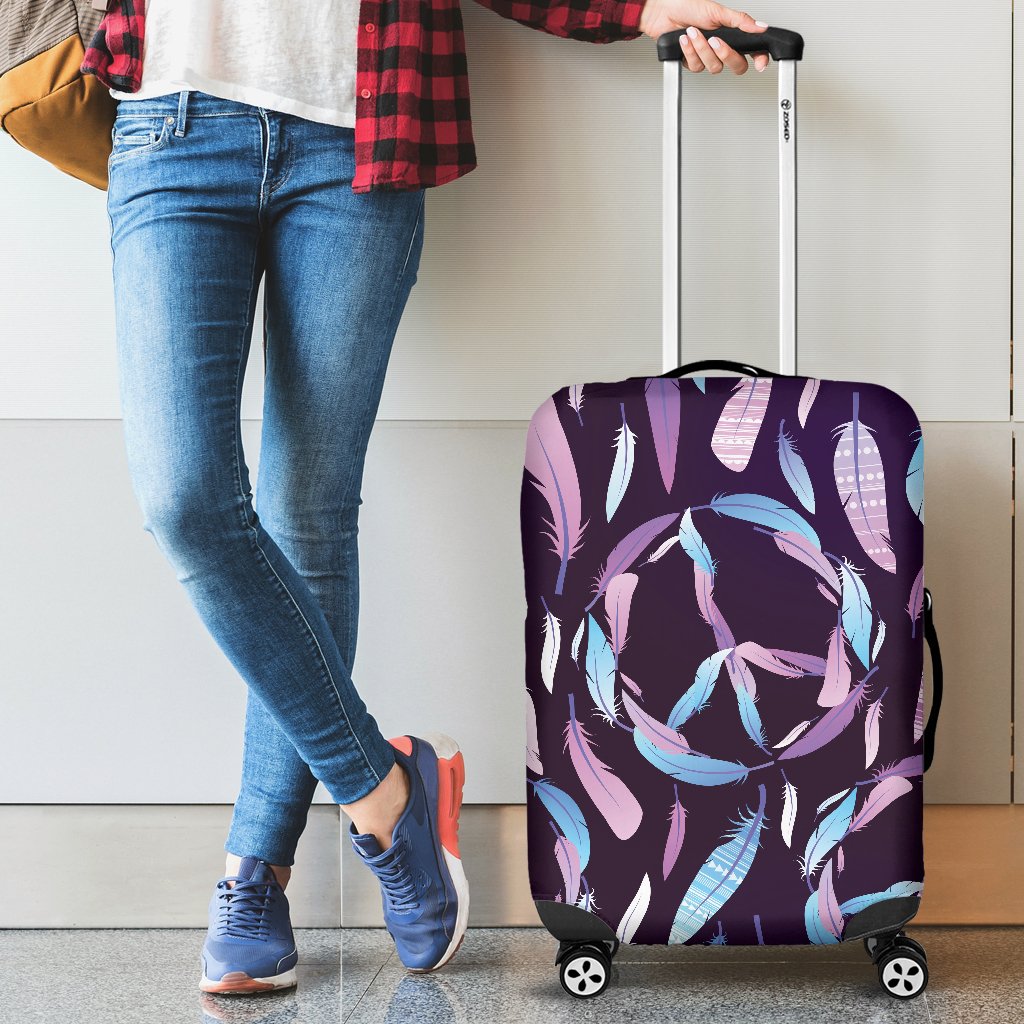 Peace Sign Feather Design Print Luggage Cover Protector