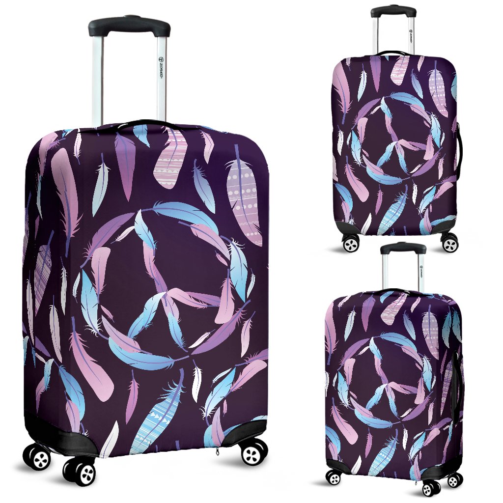 Peace Sign Feather Design Print Luggage Cover Protector