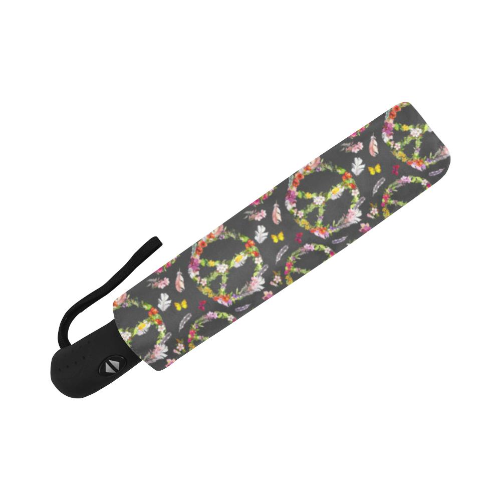 Peace Sign flowers Design Print Automatic Foldable Umbrella