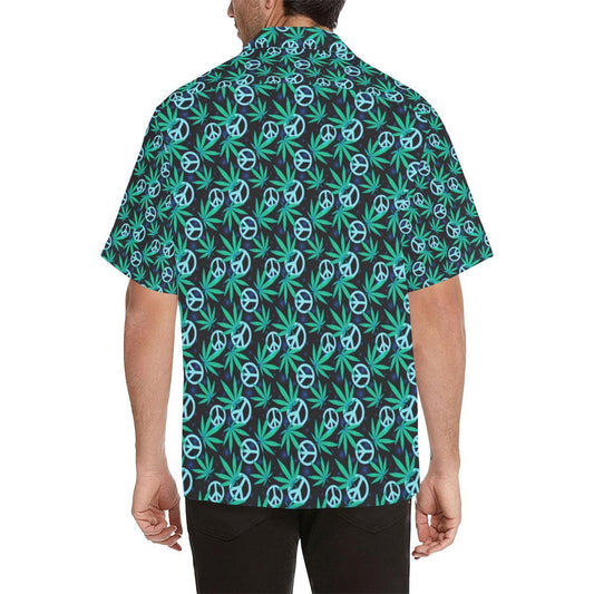 Peace Sign Themed Design Print Men Aloha Hawaiian Shirt