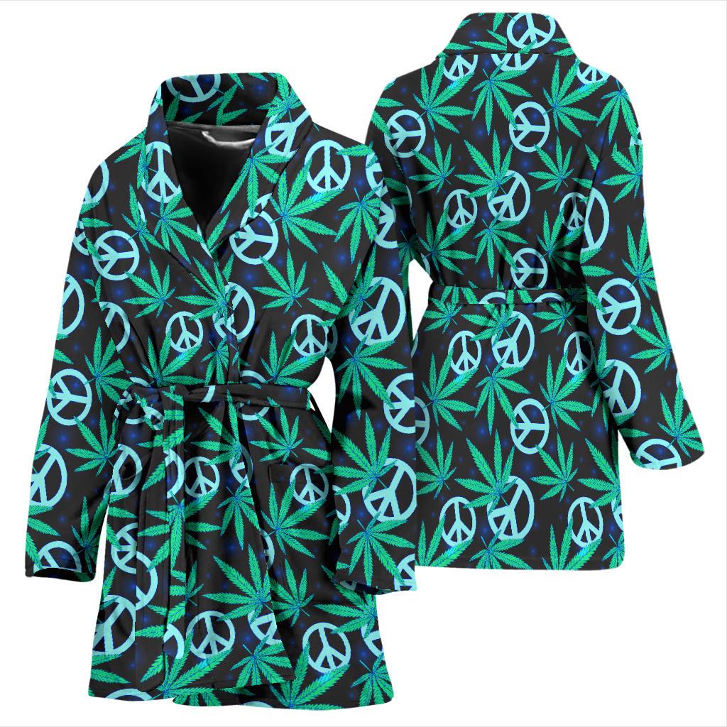 Peace Sign Themed Design Print Women Bath Robe-JTAMIGO.COM
