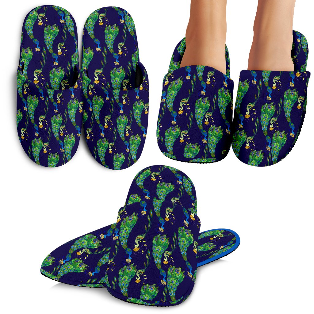 Peacock Art Design Print House Slippers