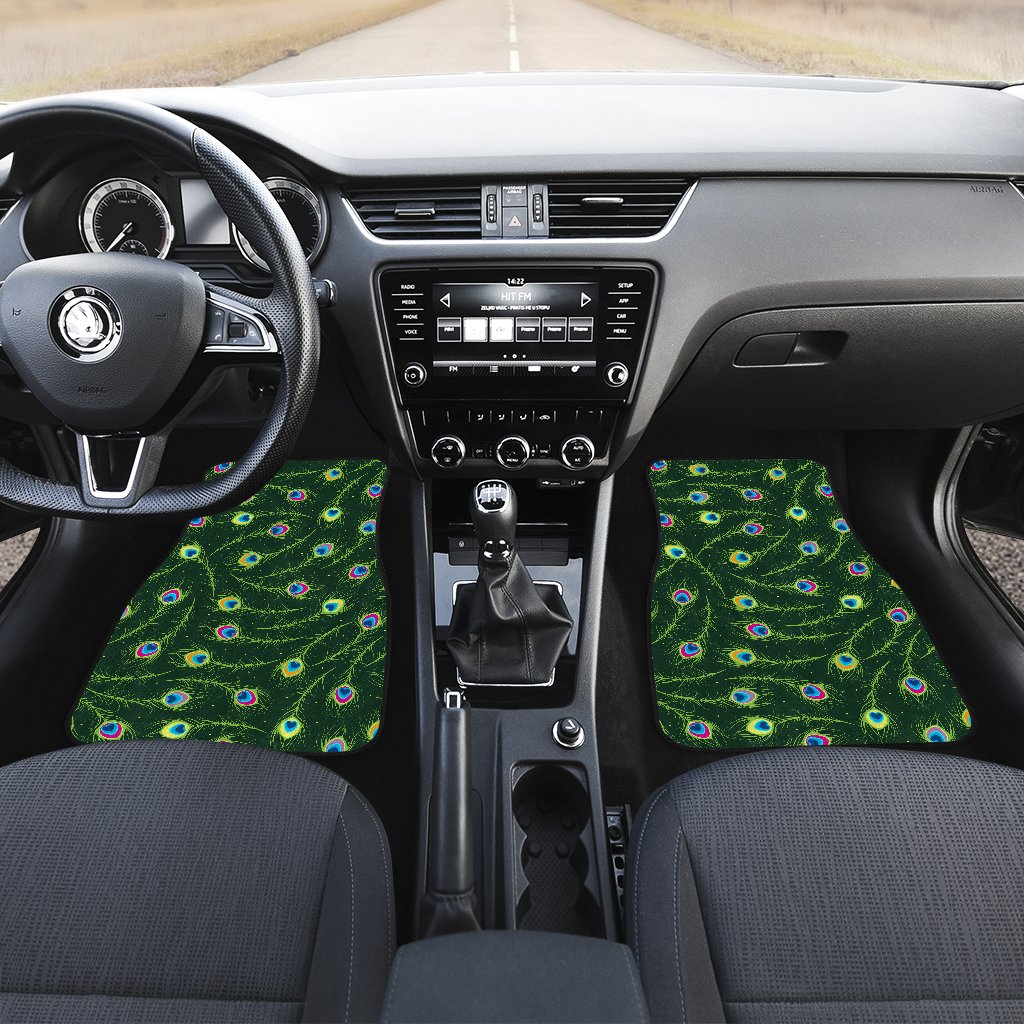 Peacock Feather Green Design Print Car Floor Mats