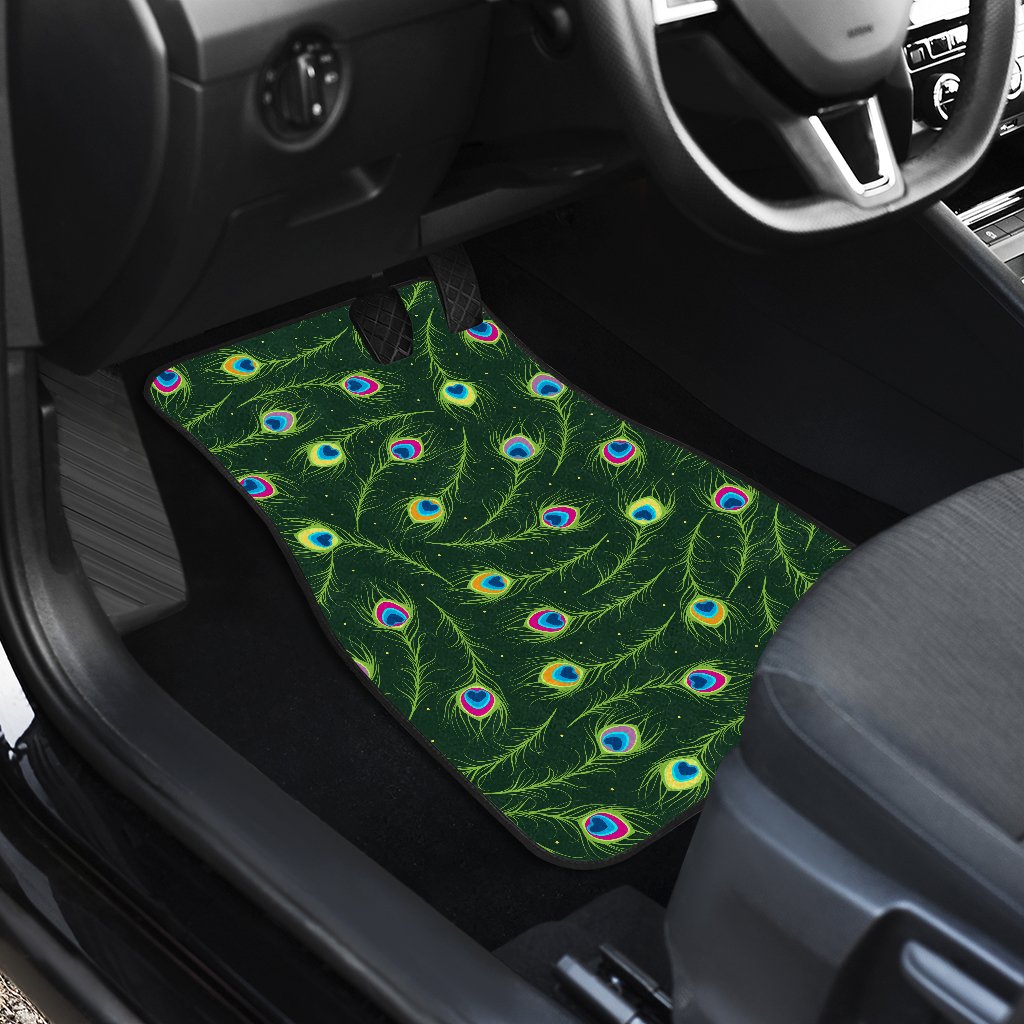 Peacock Feather Green Design Print Car Floor Mats