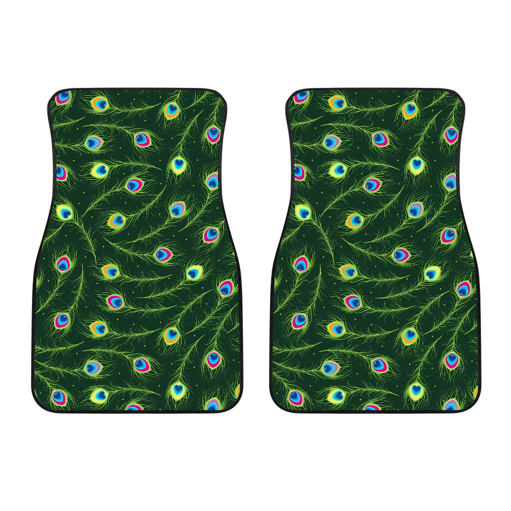 Peacock Feather Green Design Print Car Floor Mats