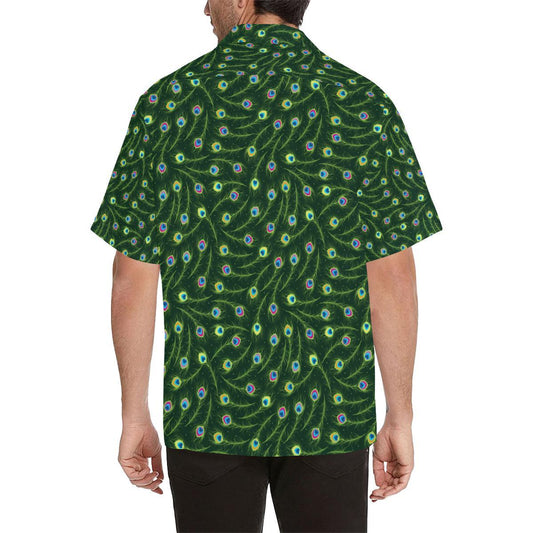 Peacock Feather Green Design Print Men Aloha Hawaiian Shirt