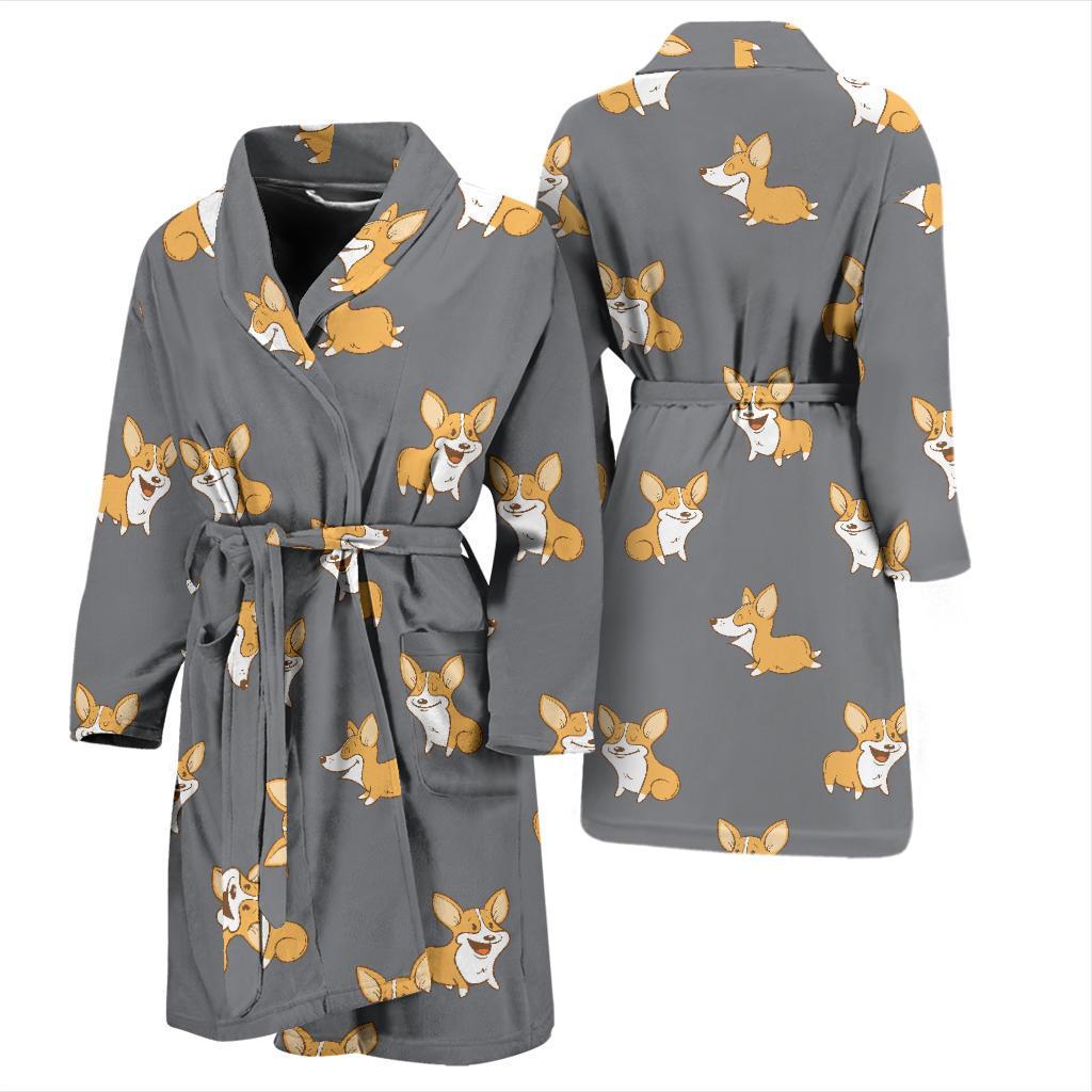 Pembroke Welsh Corgis Pattern Print Design A02 Men Bathrobe-JORJUNE.COM
