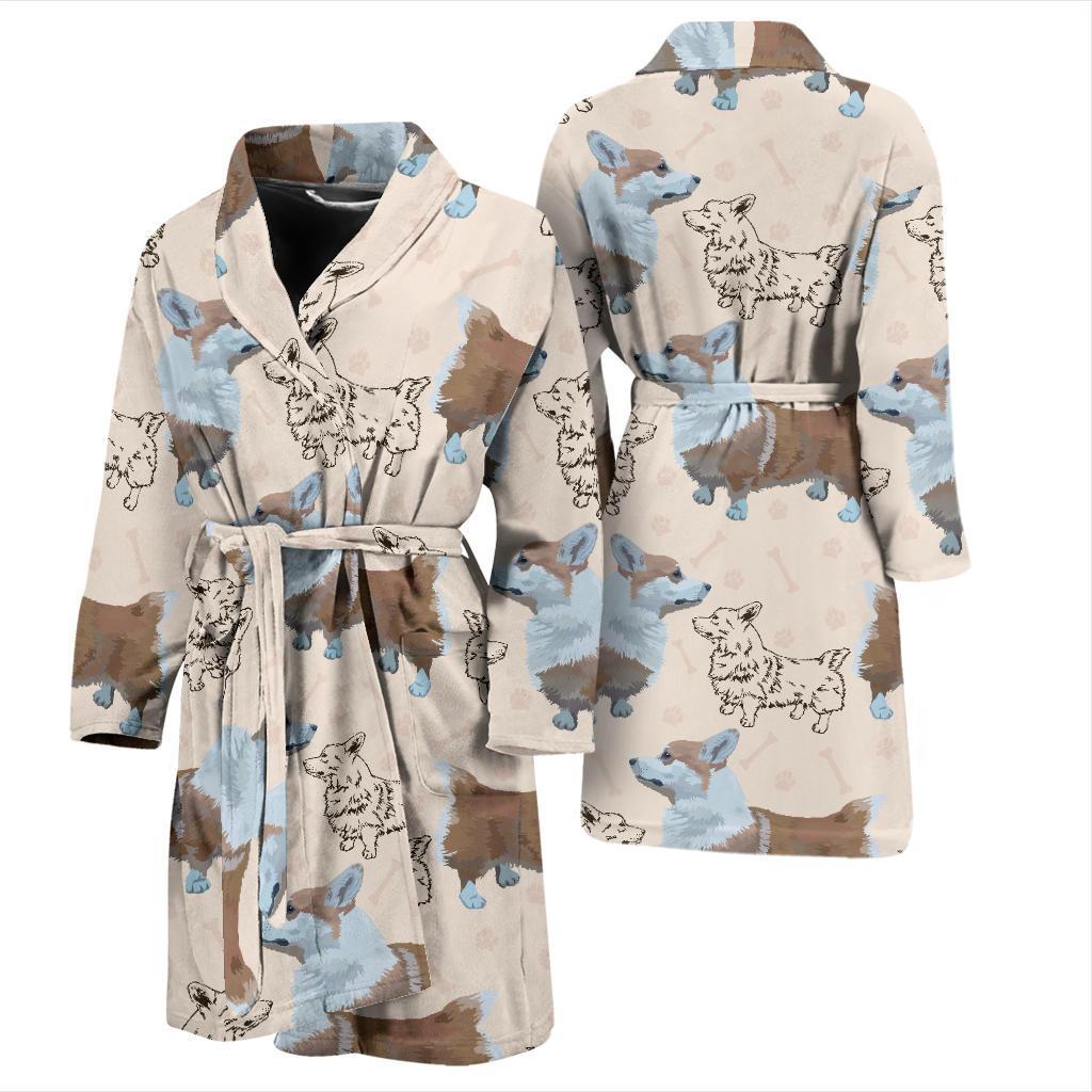 Pembroke Welsh Corgis Pattern Print Design A03 Men Bathrobe-JORJUNE.COM