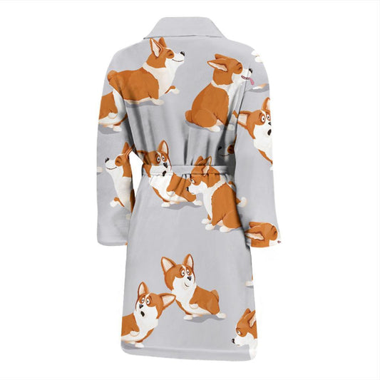Pembroke Welsh Corgis Pattern Print Design A04 Men Bathrobe-JORJUNE.COM