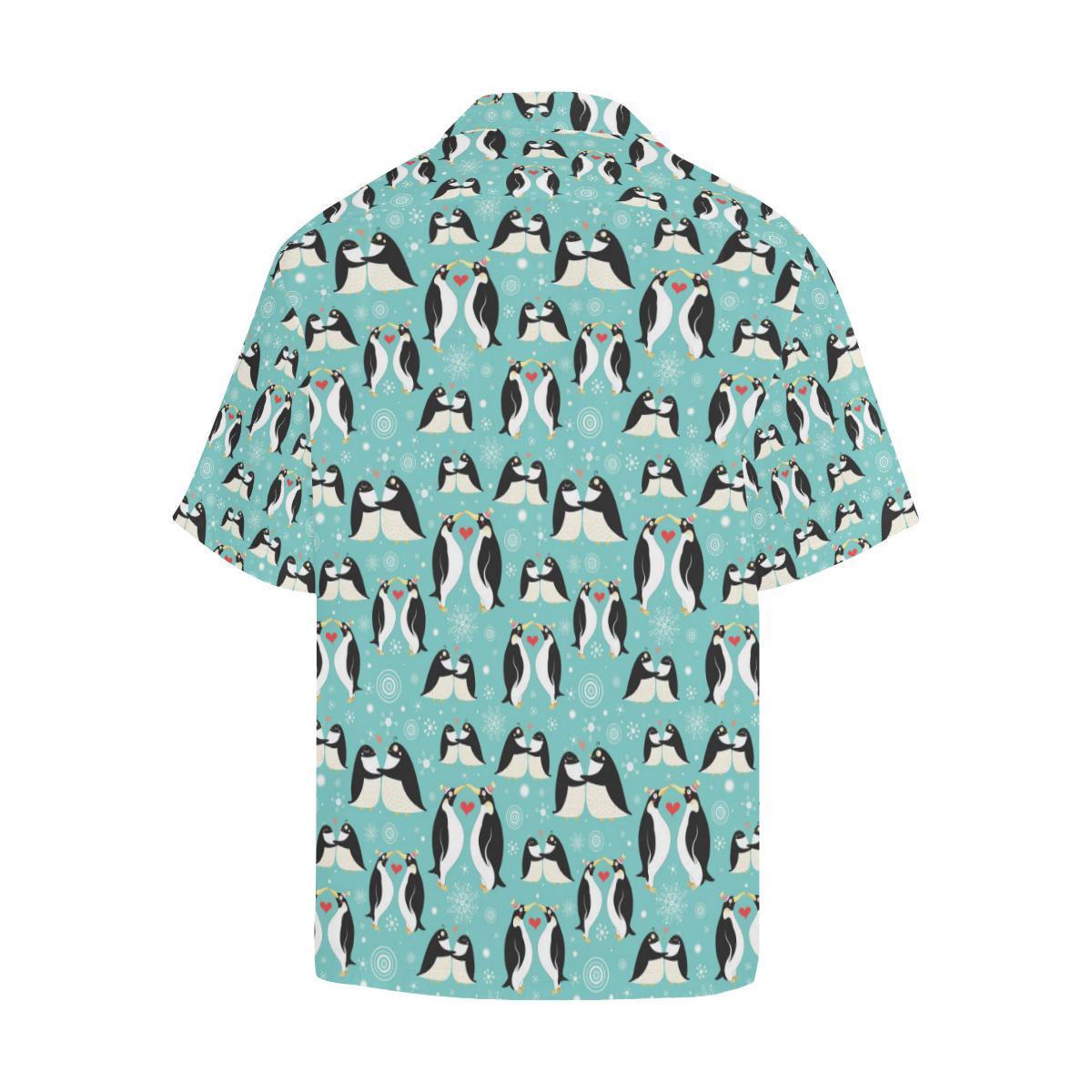 Penguin Love Print Men Aloha Hawaiian Shirt