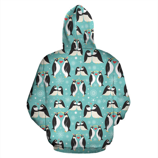 Penguin Love Print Pullover Hoodie