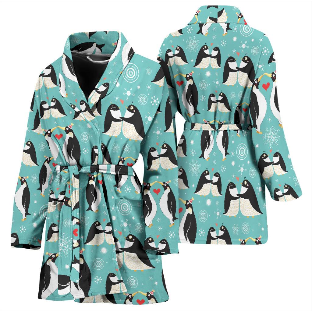 Penguin Love Print Women Bath Robe-JTAMIGO.COM