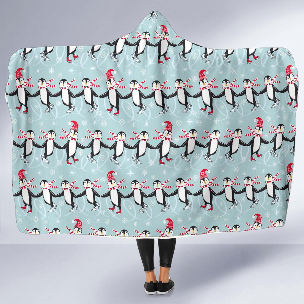 Penguin Sking Design Hooded Blanket-JTAMIGO.COM