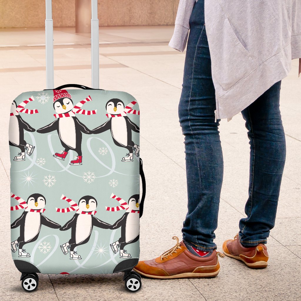 Penguin Sking Design Luggage Cover Protector