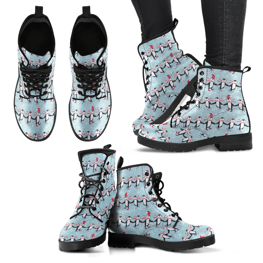 Penguin Sking Design Women Leather Boots-JTAMIGO.COM