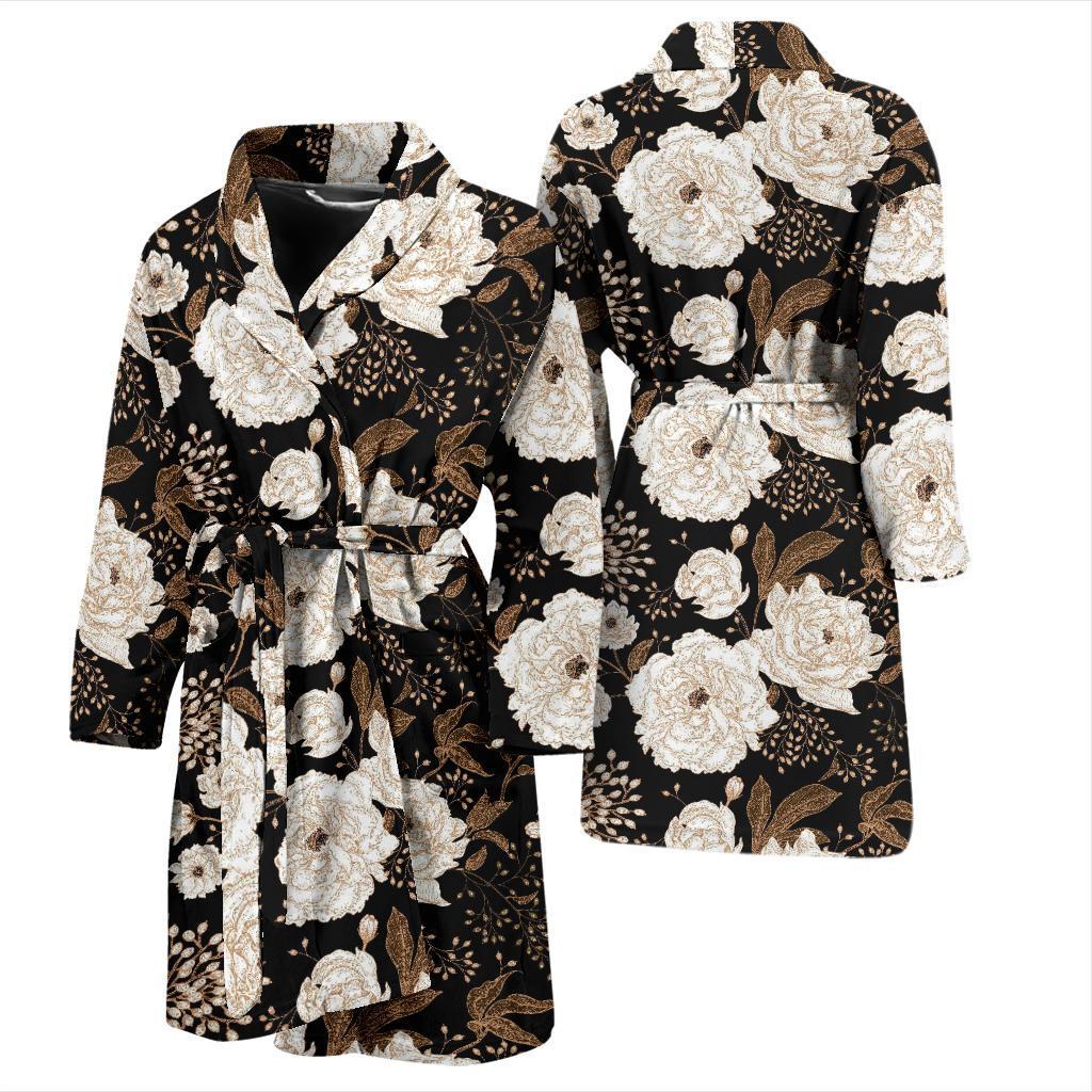Peony Pattern Print Design A02 Men Bathrobe-JORJUNE.COM