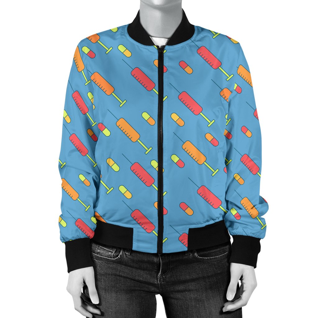 Phlebotomist Medical Pattern Women Casual Bomber Jacket