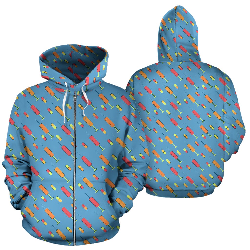 Phlebotomist Medical Pattern Zip Up Hoodie