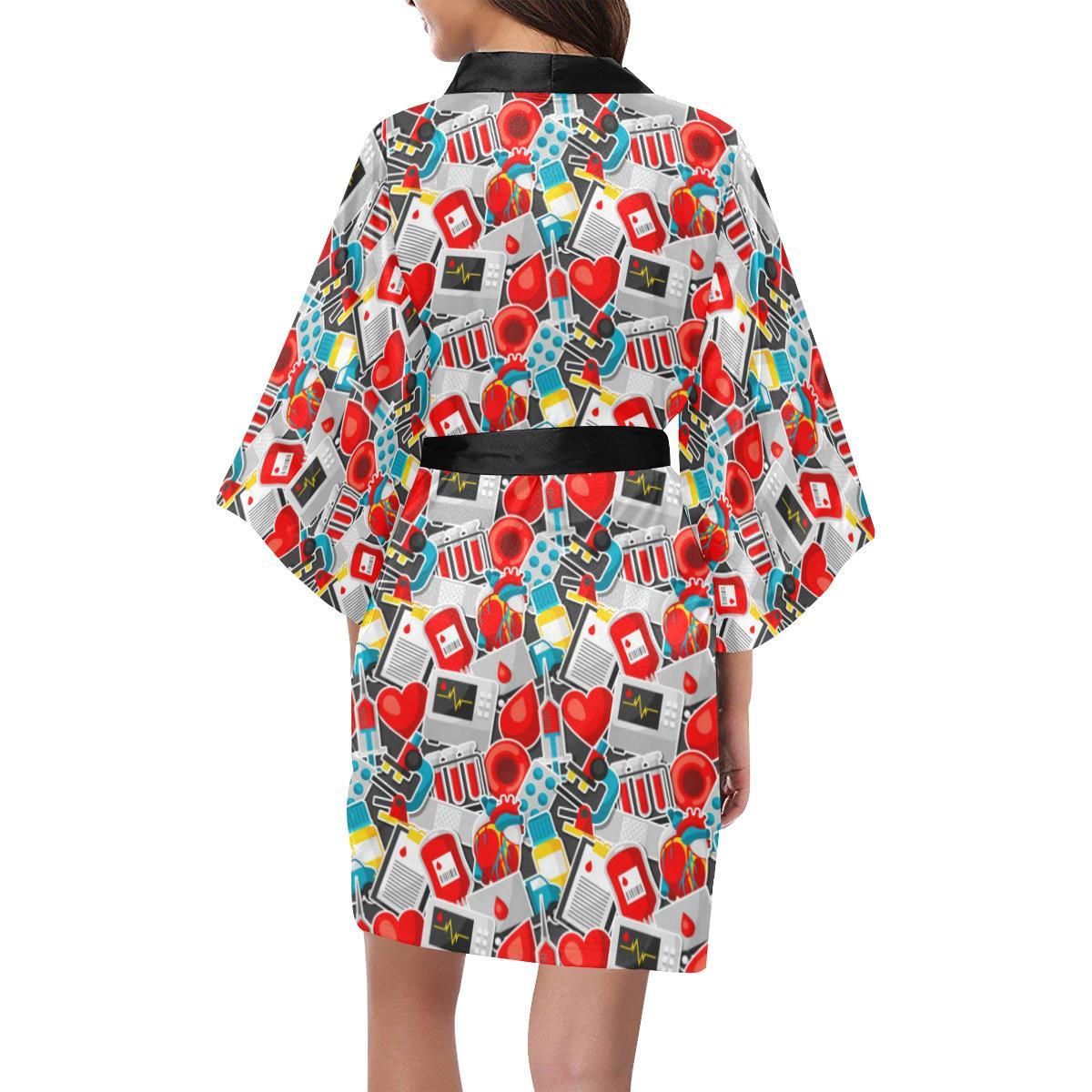 Phlebotomist Medical Themed Women Short Kimono Robe